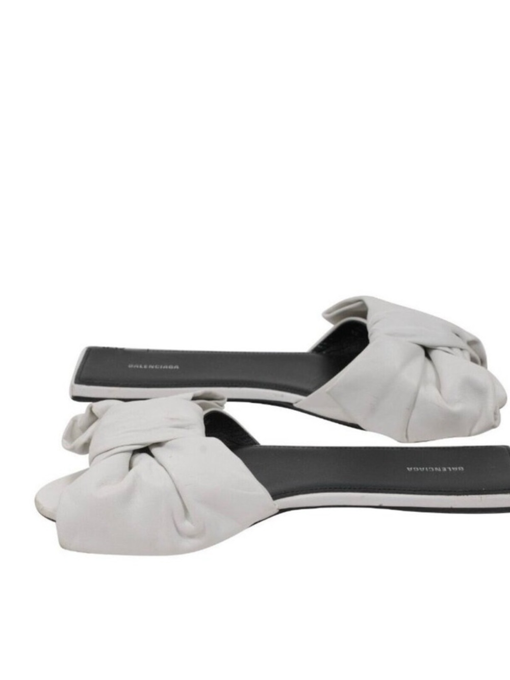Balenciaga White Bow Nappa Leather Slide Mules 38.5 - Picture 11 of 16